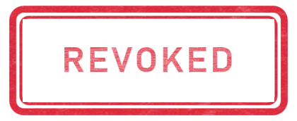 A rubber stamp reading REVOKED.