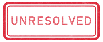 A rubber stamp reading UNRESOLVED.