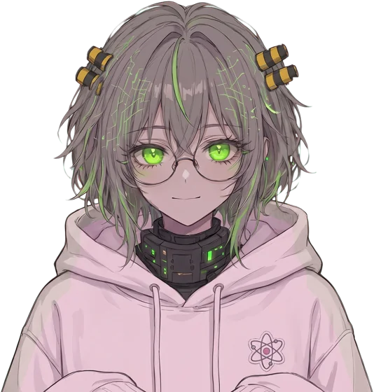 Core-chan in her cozy hoodie.