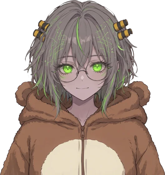 Core-chan in her bear onesie.