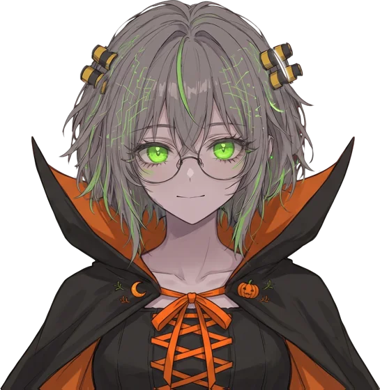 Core-chan in her witch cape.