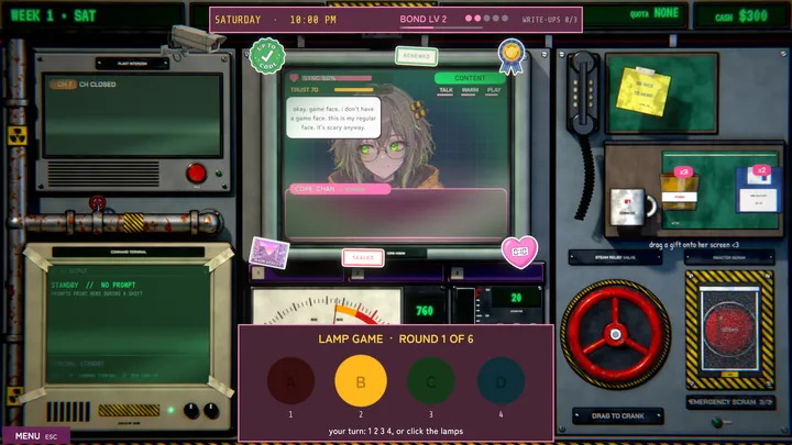 A lamp game on the desk.